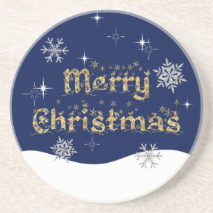 Einfache Elegante Sparkling Weihnachten Glitzer Sp Getränkeuntersetzer