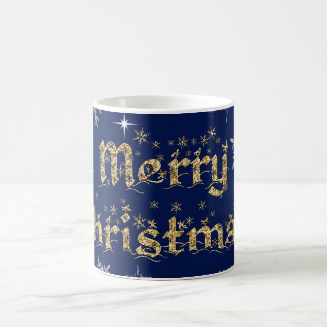 Einfache Elegante Sparkling Weihnachten Glitzer Sp Kaffeetasse (Mittel)