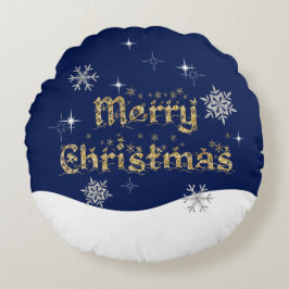 Einfache Elegante Sparkling Weihnachten Glitzer Sp Rundes Kissen