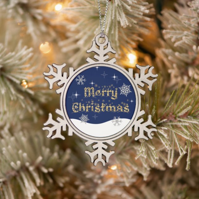 Einfache Elegante Sparkling Weihnachten Glitzer Sp Schneeflocken Zinn-Ornament (Baum)