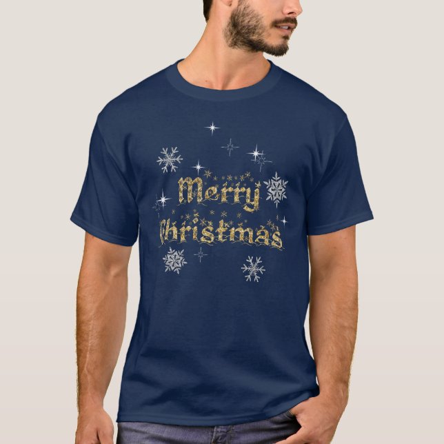 Einfache Elegante Sparkling Weihnachten Glitzer Sp T-Shirt (Vorderseite)