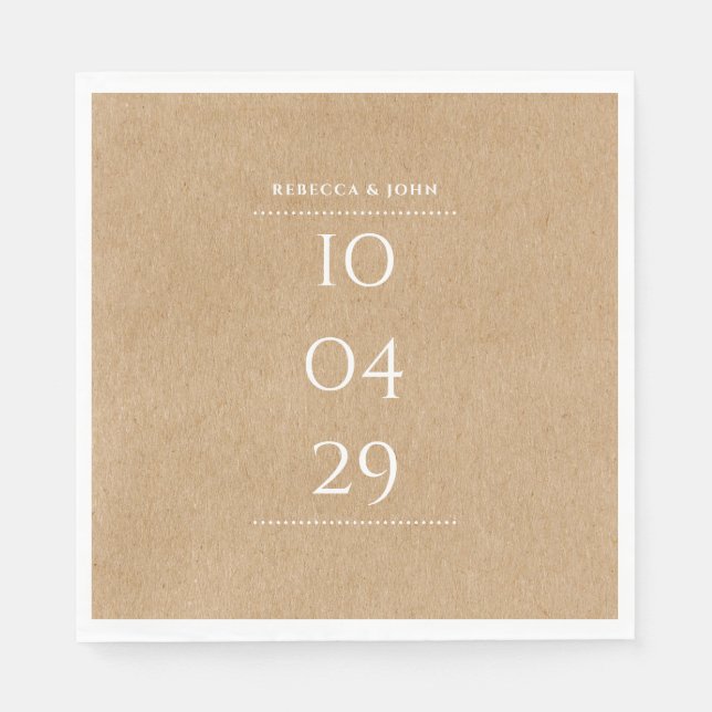 Einfache Elegante Special Date Hochzeit | Rustikal Serviette (Vorderseite)