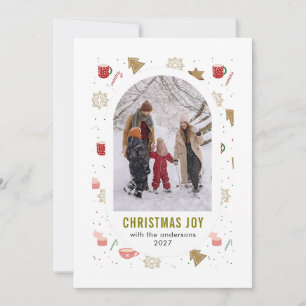 Einfache elegante stilvolle Weihnachtsfamilienfoto Feiertagskarte