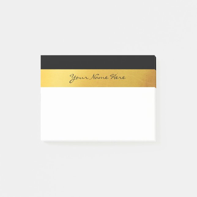 Einfache Elegante Stilvolle White Black & Gold Str Post-it Klebezettel (Vorderseite)