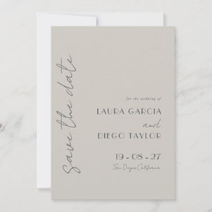 Einfache elegante Taupe-Hochzeit Save The Date
