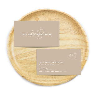 Einfache Elegante Taupe Minimalistisch zwei Monogr Visitenkarte