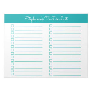Einfache elegante Teal-Checkliste, 8,5 x 11, zwei Notizblock