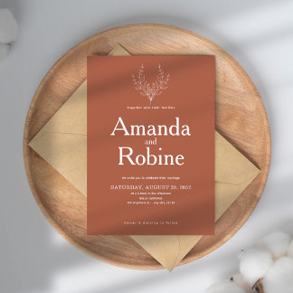 Einfache Elegante Terracotta Hochzeit Einladung