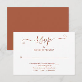Einfache Elegante Terracotta Hochzeitsskript RSVP Karte