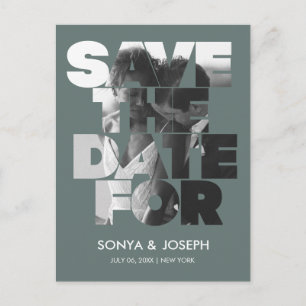 Einfache elegante Text- und Foto-Save-The-Date-Kar Postkarte