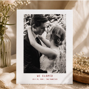 Einfache elegante Text- und Fotohochzeitsanzeige Postkarte