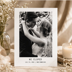 Einfache elegante Text- und Fotohochzeitsanzeige Postkarte