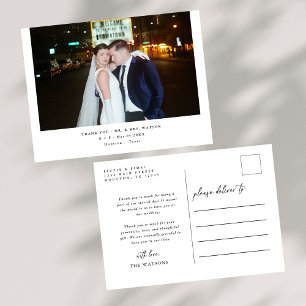 Einfache, elegante Texte und Foto Hochzeit Vielen Postkarte