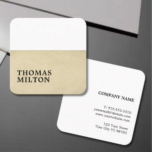 Einfache elegante Textur Beige Weiß Berater  Quadratische Visitenkarte