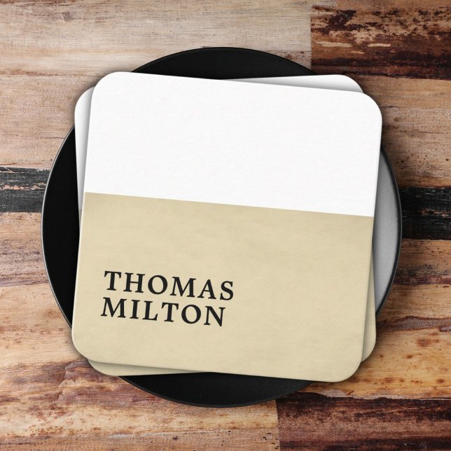 Einfache elegante Textur Beige White Consultant Quadratische Visitenkarte (Von Creator hochgeladen)