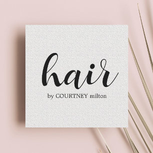 Einfache elegante Textur Weiße Frisuren Stylist  Quadratische Visitenkarte