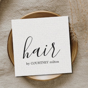 Einfache elegante Textur Weiße Haar Stylistin Quadratische Visitenkarte