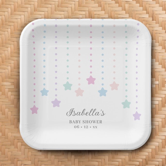 Einfache elegante Twinkle Little Stars Baby Dusche Pappteller (Von Creator hochgeladen)