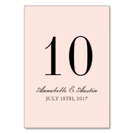 Einfache elegante Typografie Blush Wedding Table C Tischnummer