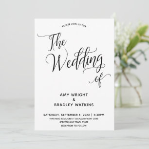 Einfache elegante Typografie Die Hochzeit von Einladung