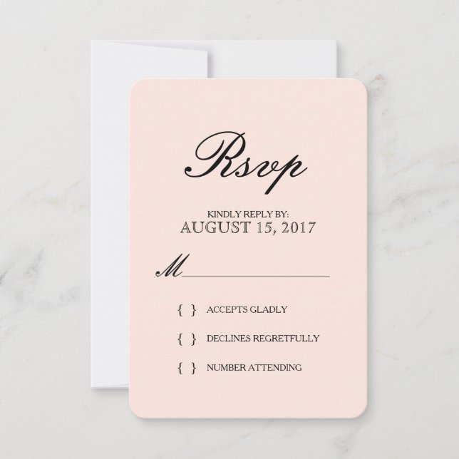 Einfache elegante Typografie erröten Hochzeit UAWG RSVP Karte (Vorderseite)