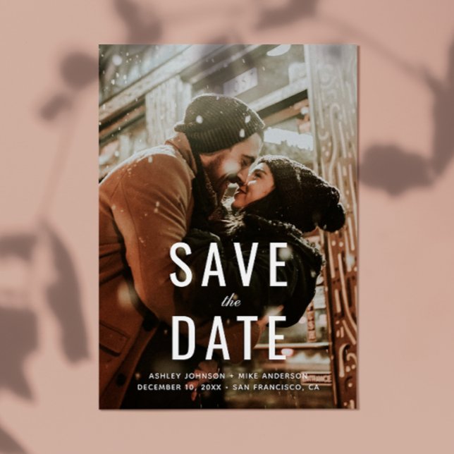 Einfache elegante Typografie Hochzeit Speichern Si Ankündigungspostkarte (Von Creator hochgeladen)