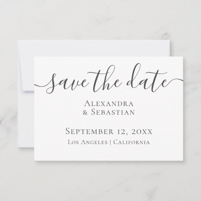 Einfache elegante Typografie-Hochzeit speichert da Save The Date (Vorderseite)