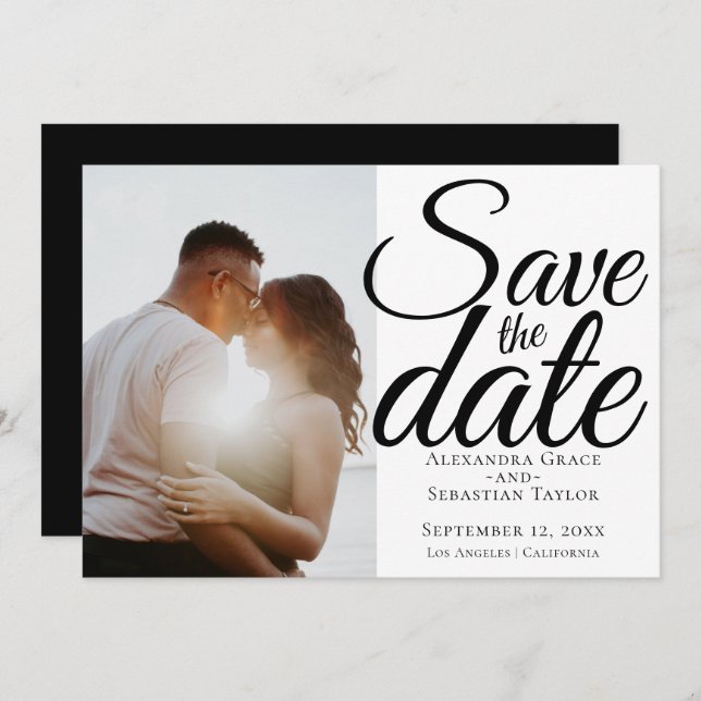Einfache elegante Typografie-Hochzeit speichert da Save The Date (Vorne/Hinten)