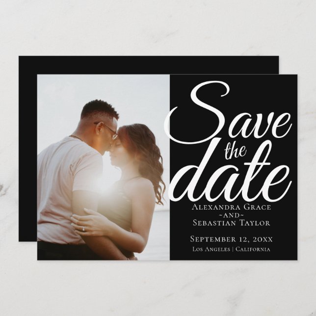 Einfache elegante Typografie-Hochzeit speichert da Save The Date (Vorne/Hinten)