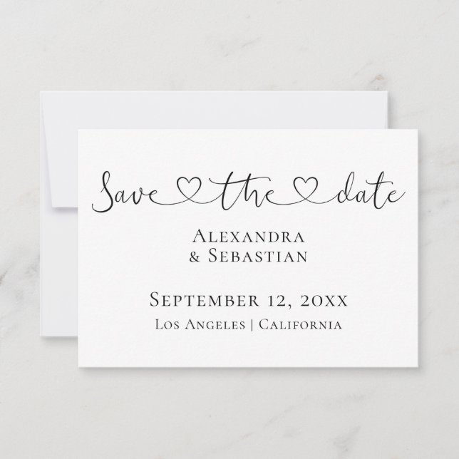 Einfache elegante Typografie-Hochzeit speichert da Save The Date (Vorderseite)