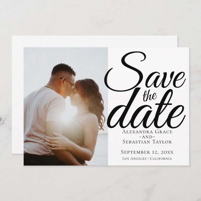 Einfache elegante Typografie-Hochzeit speichert da Save The Date (Vorne/Hinten)