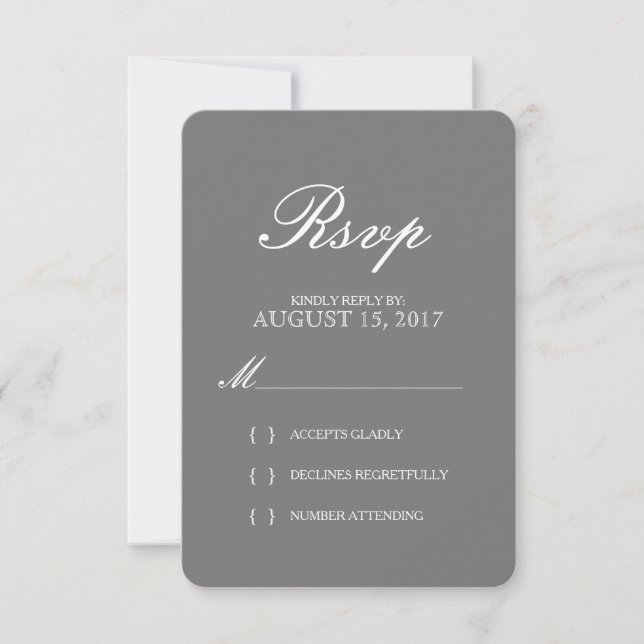 Einfache elegante Typografie-Hochzeitskarte RSVP Karte (Vorderseite)