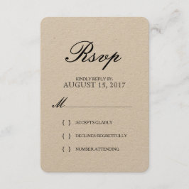 Einfache elegante Typografie Kraft Papier RSVP Kar Karte