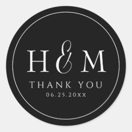 Einfache, elegante Typografie Mit Monogramm Hochze Runder Aufkleber