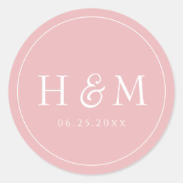 Einfache, elegante Typografie Mit Monogramm Hochze Runder Aufkleber