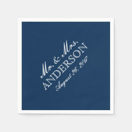 Einfache Elegante Typografie Navy Hochzeit Napkin Serviette