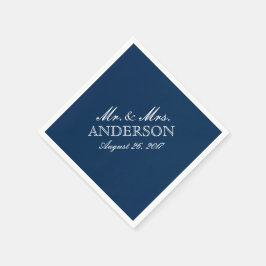 Einfache Elegante Typografie Navy Hochzeit Napkin Serviette