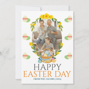 Einfache Elegante Typografie Osterfamilie Ein Foto Feiertagskarte