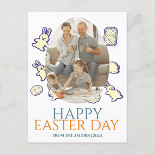 Einfache Elegante Typografie Osterfamilie Ein Foto Feiertagspostkarte