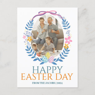 Einfache Elegante Typografie Osterfamilie Ein Foto Feiertagspostkarte