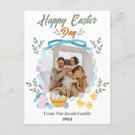 Einfache Elegante Typografie Osterfamilie Ein Foto Feiertagspostkarte