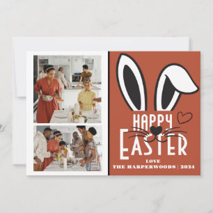 Einfache elegante Typografie Osterfamilie Zwei Fot Feiertagskarte