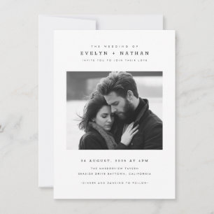 Einfache elegante Typografie QR-Code Foto Hochzeit Einladung