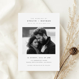 Einfache elegante Typografie QR-Code Foto Hochzeit Einladung