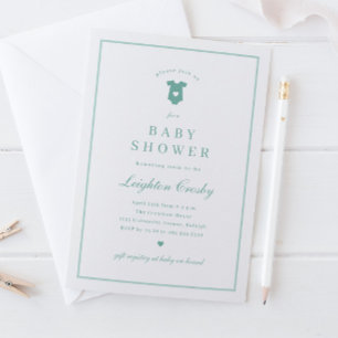 Einfache elegante Typografie Salbei-Grün Baby Show Einladung