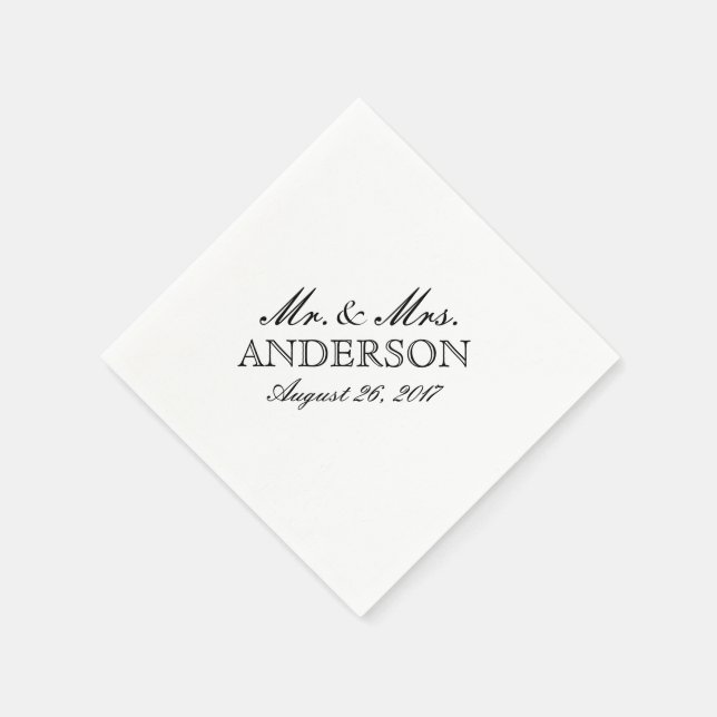 Einfache elegante Typografie Wedding Napkin Serviette (Ecke)
