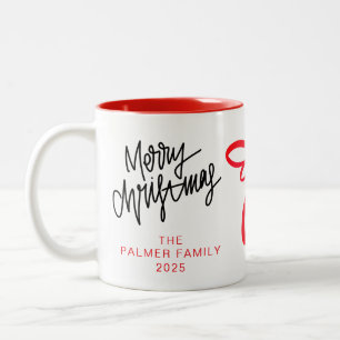 Einfache elegante Typografie Weihnachten Familienn Zweifarbige Tasse
