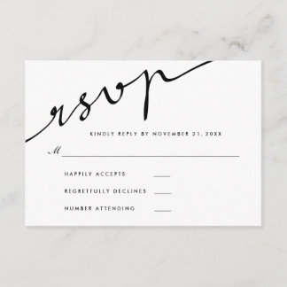 Einfache, elegante UAWG-Kalligrafie-Script-Hochzei RSVP Karte