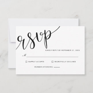Einfache Elegante UAWG Script-Hochzeit RSVP Karte