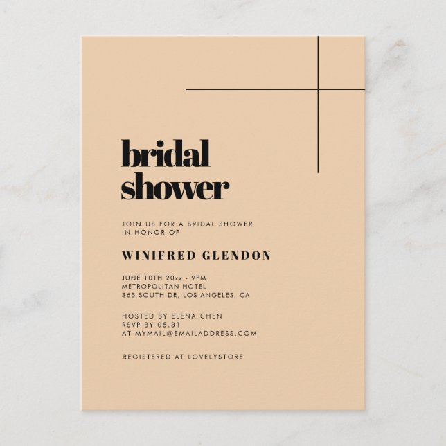 Einfache, elegante und schicke Bridal Dusche Einla Postkarte (Vorderseite)